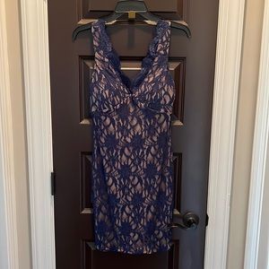 Size 3 Navy sparkly cocktail dress with lace- worn once
